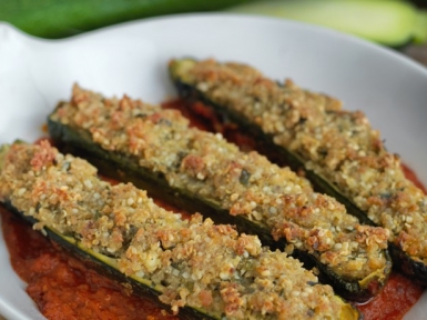 quinoa stuffed courgette (zucchini)