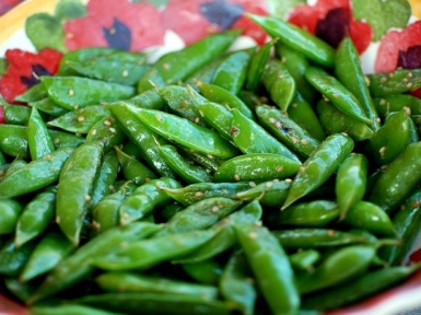 sugar snap peas in sesame vinaigrette