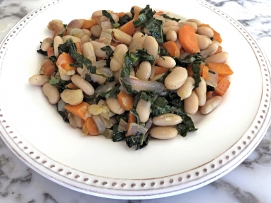 wilted kale and cannellini beans